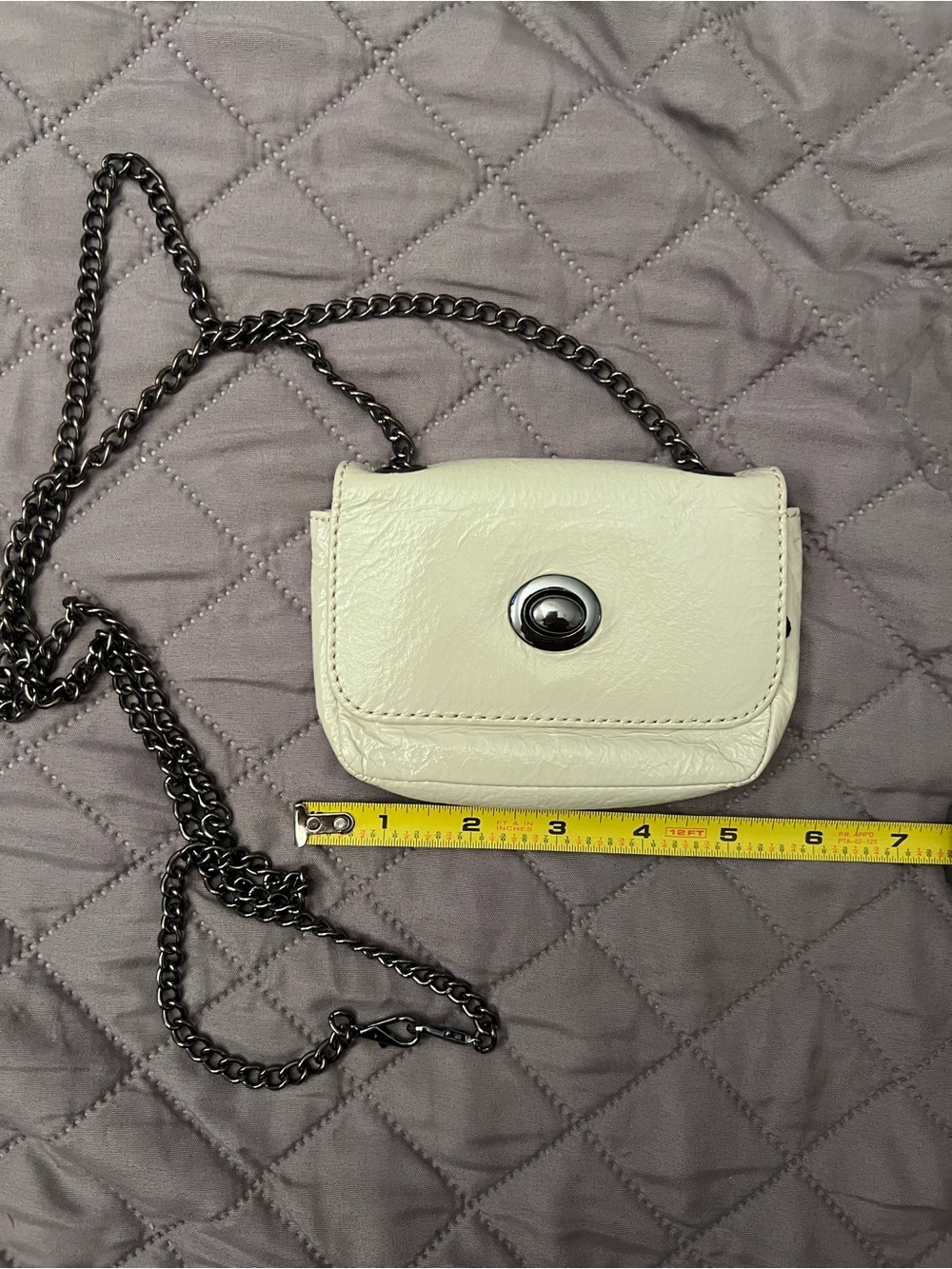 HOBO Cream Leather Mini Crossbody with Gunmetal Chain